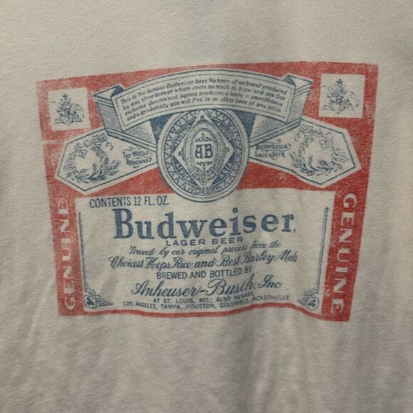 Budweiser Cream Short Sleeve Tee SZ medium - Picture 2 of 6
